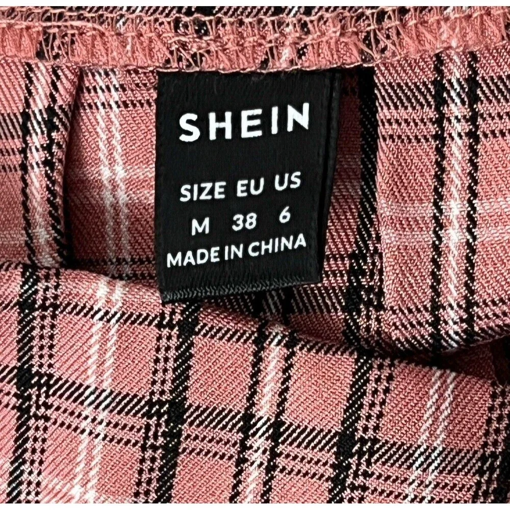 Shein Plaid Pleated Mini‎ Skirt 6 Pink Preppy Academia Schoolgirl Schoolcore